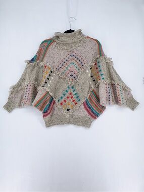 Max Bradley Vintage Fringe Multi Color Funky Sweater size M
